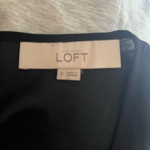 Ann Taylor Loft Black Sheer Long Sleeved Lace Detail Blouse - Size Small - Picture 7 of 7